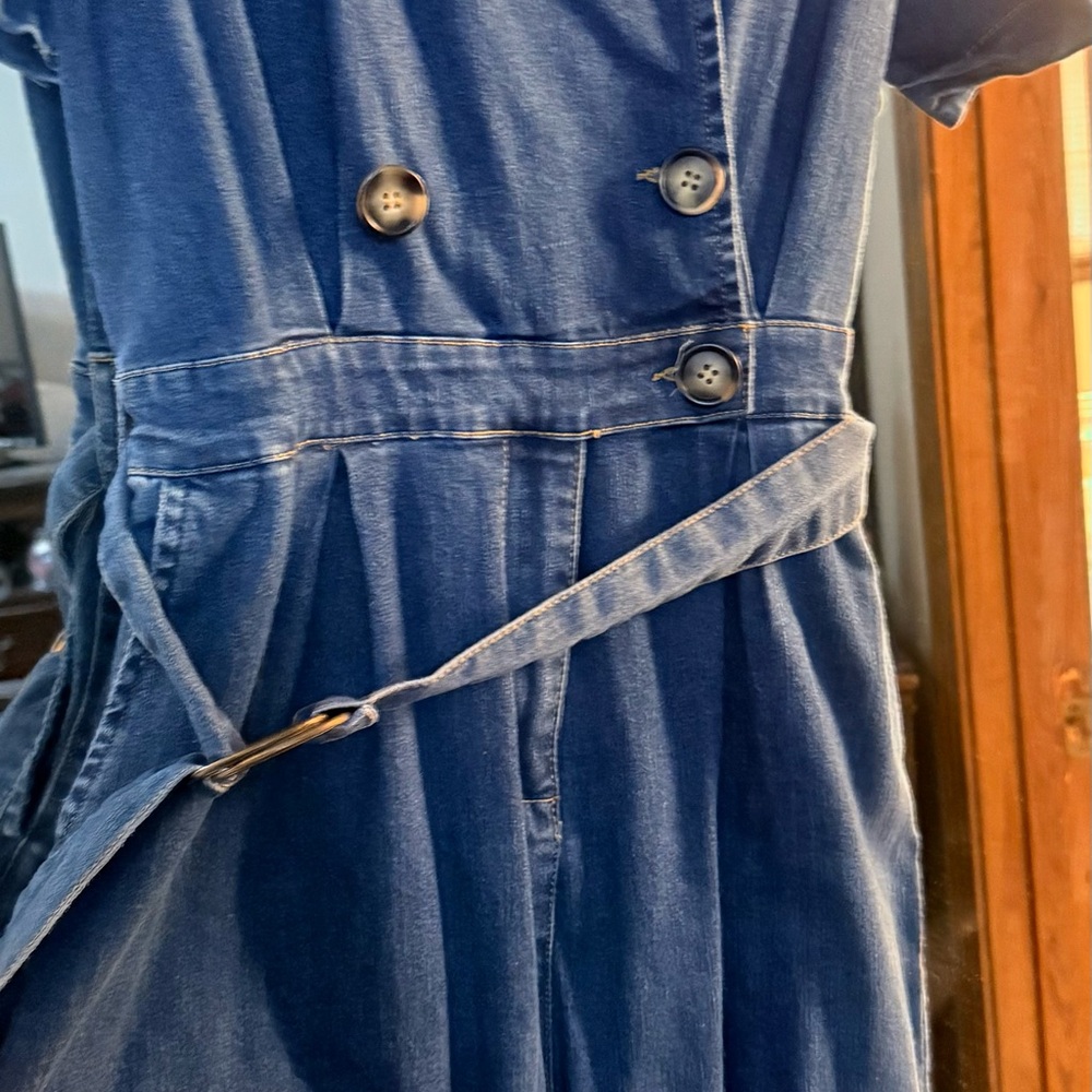 Blue Denim Buttoned Jumpsuit